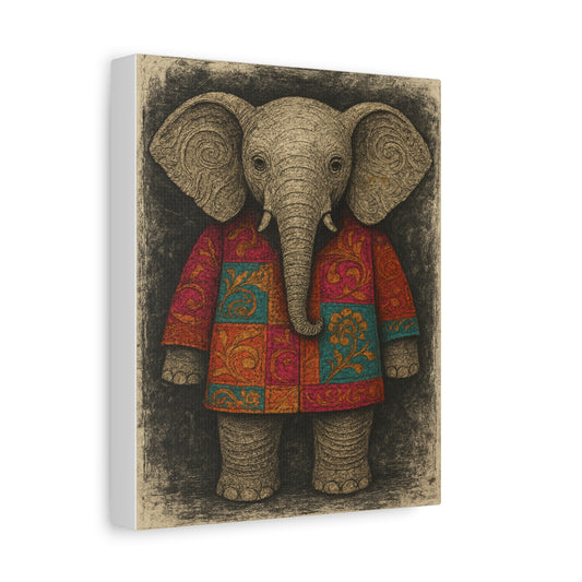 Boho Elephant Wall Art – Colorful Patchwork Animal Canvas Print for Nursery, Kids Room, or Bohemian Home Decor