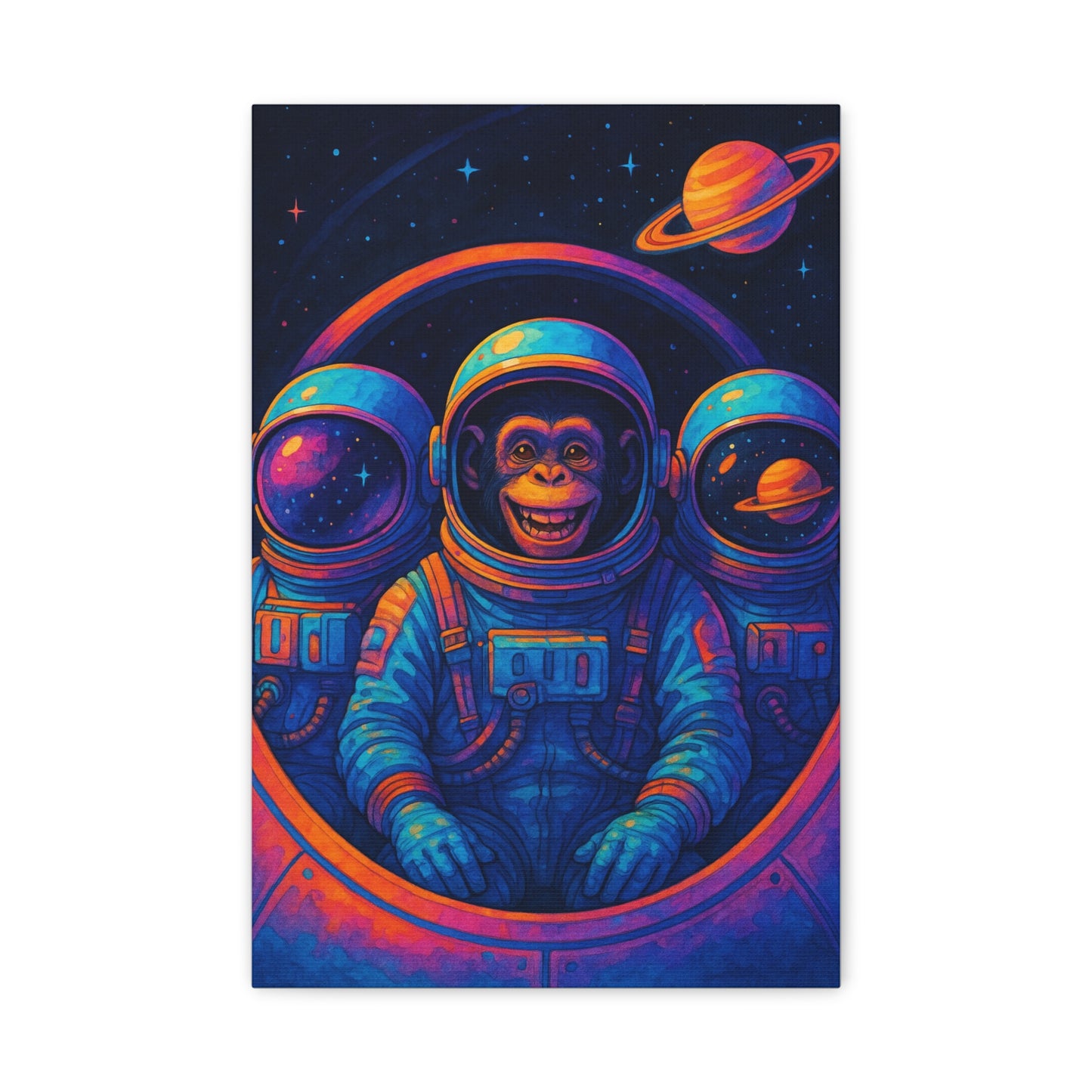 Astronaut Monkey Wall Art – Vibrant Space Exploration Print for Modern Home or Office