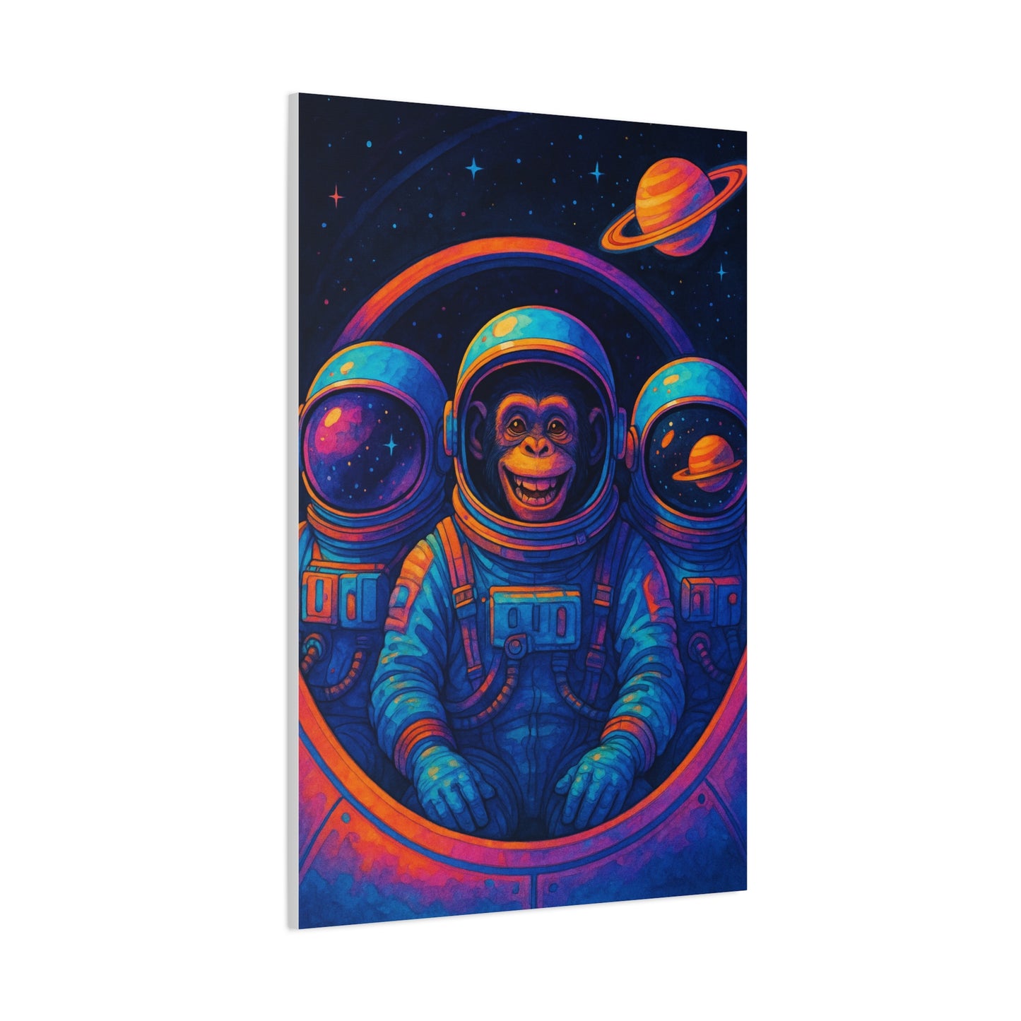 Astronaut Monkey Wall Art – Vibrant Space Exploration Print for Modern Home or Office