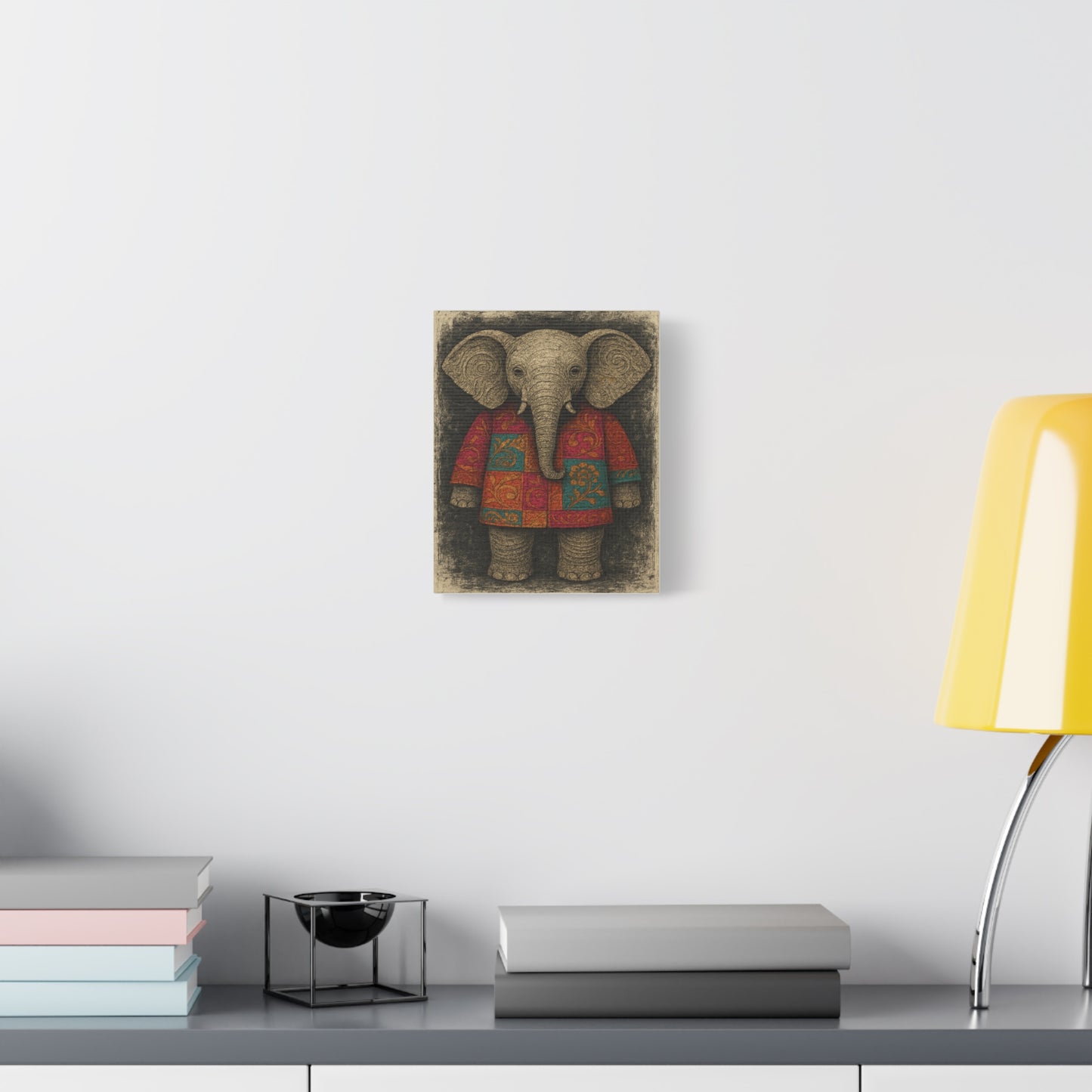 Boho Elephant Wall Art – Colorful Patchwork Animal Canvas Print for Nursery, Kids Room, or Bohemian Home Decor