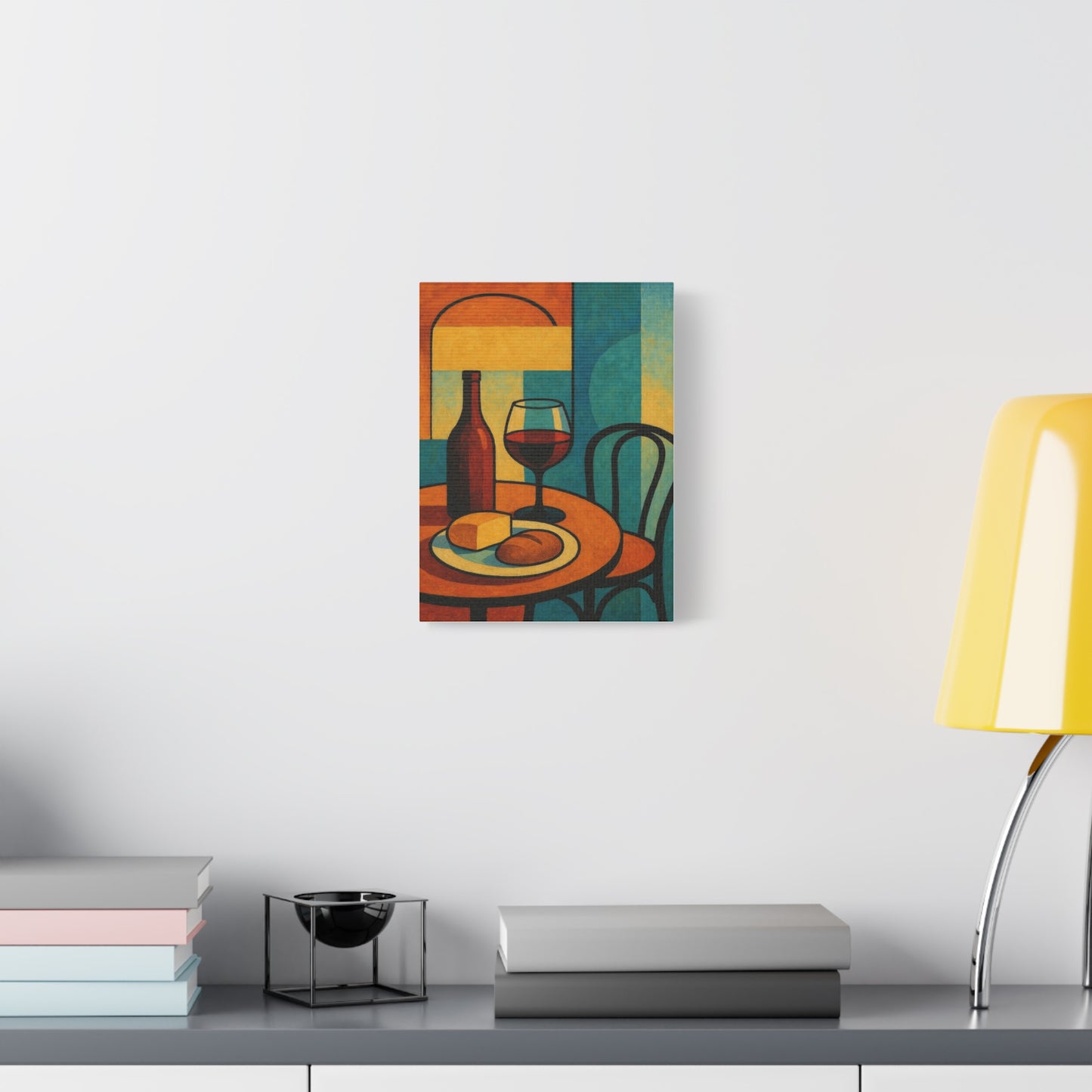 Modern Wine and Cheese Wall Art – Abstract Bistro-Inspired Canvas Print for Kitchen or Dining Room Decor