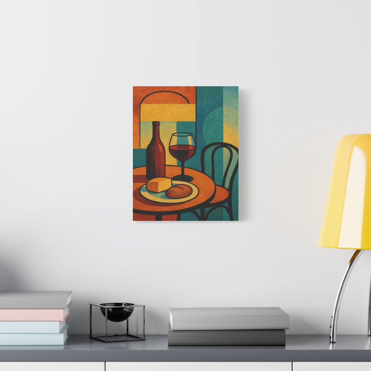 Modern Wine and Cheese Wall Art – Abstract Bistro-Inspired Canvas Print for Kitchen or Dining Room Decor
