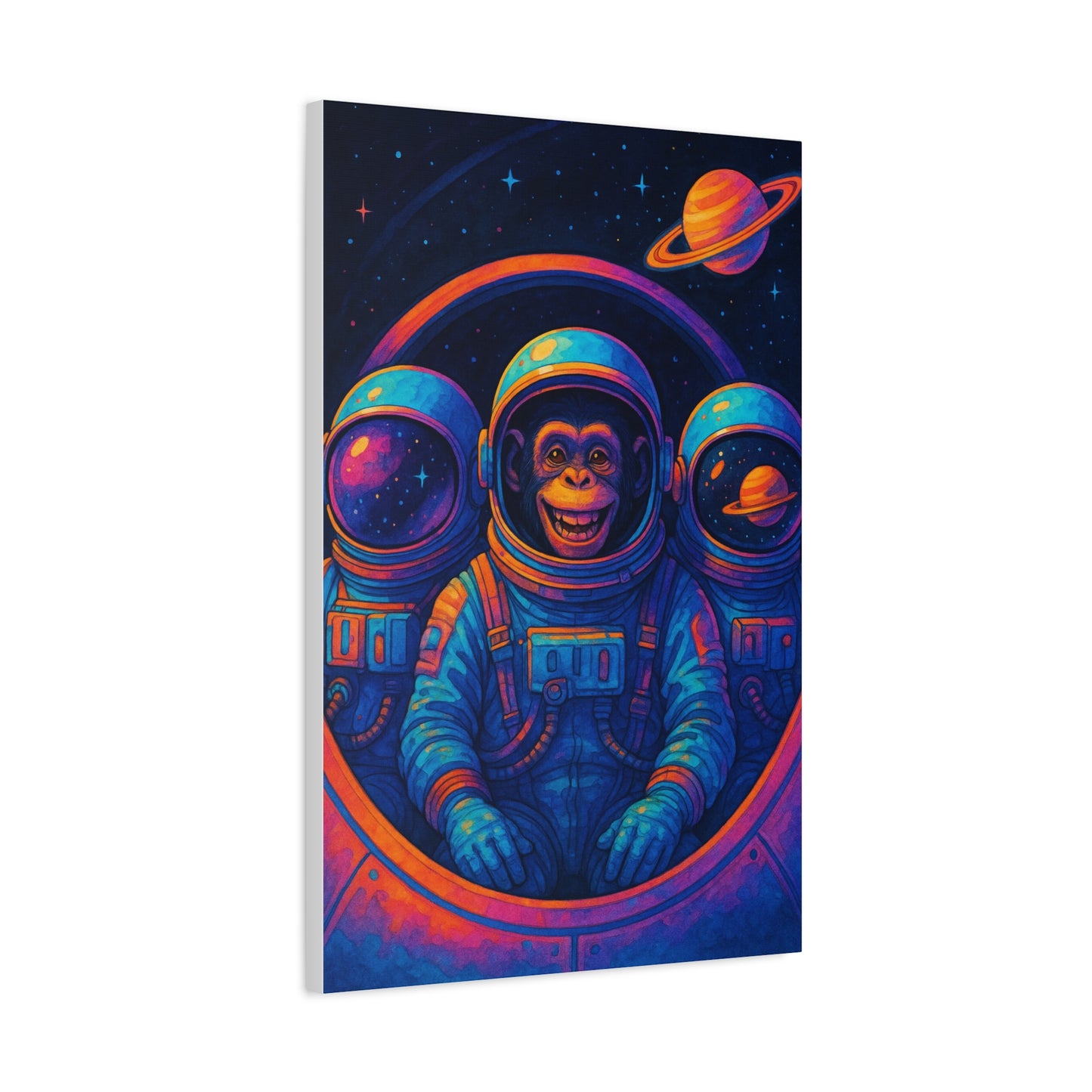 Astronaut Monkey Wall Art – Vibrant Space Exploration Print for Modern Home or Office