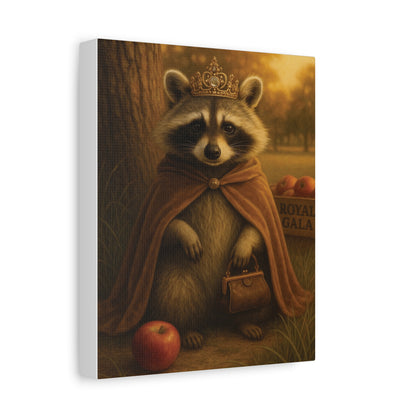 Royal Raccoon Wall Art – Whimsical Woodland Animal Canvas Print with Crown and Cape for Nursery or Cozy Home Decor