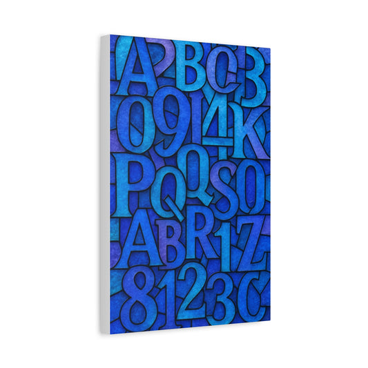 Stained Glass Numbers Wall Art – Blue Abstract, Colorful Stretched Canvas Art Print, Modern Wall Decor, Unique Home Decor, Alphabet Art, Classroom Decor, Gift Idea