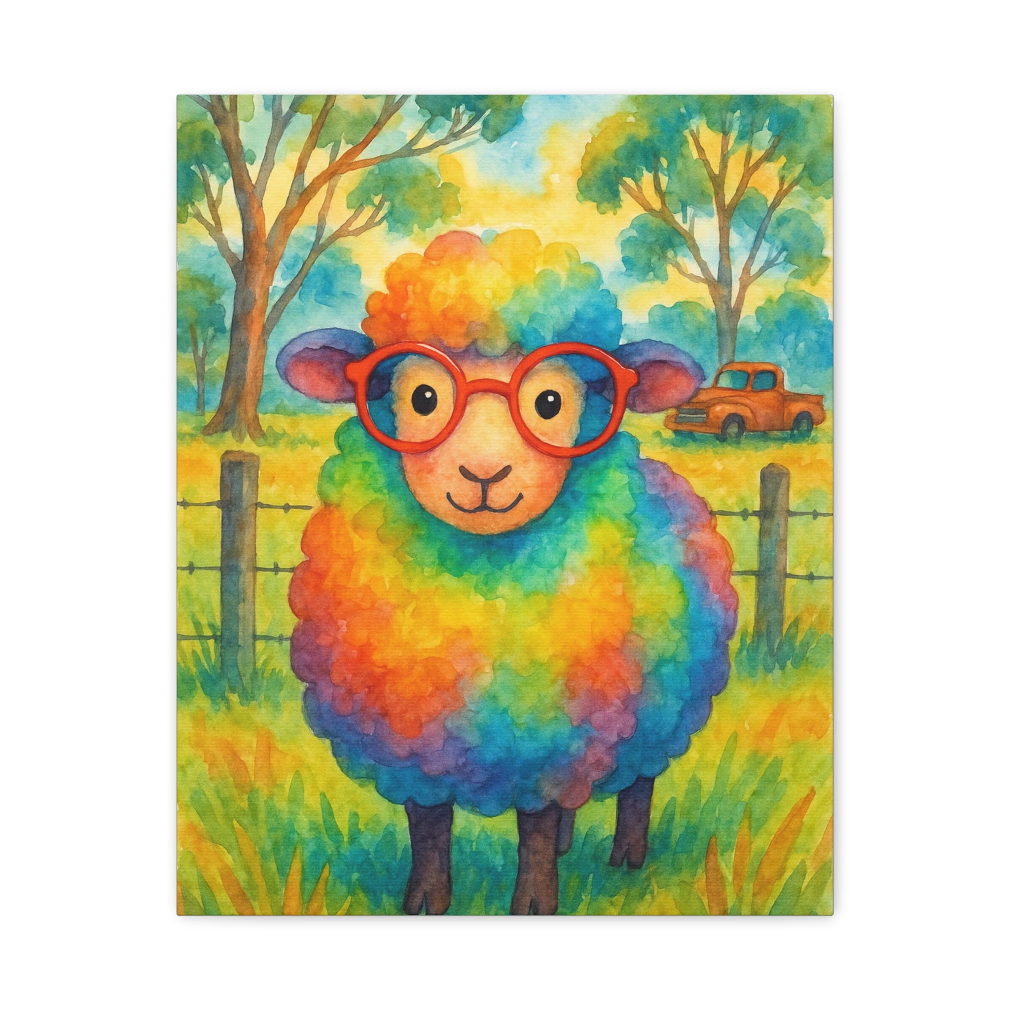 Rainbow Sheep Wall Art Print – Colorful Farm Animal Decor, Nursery