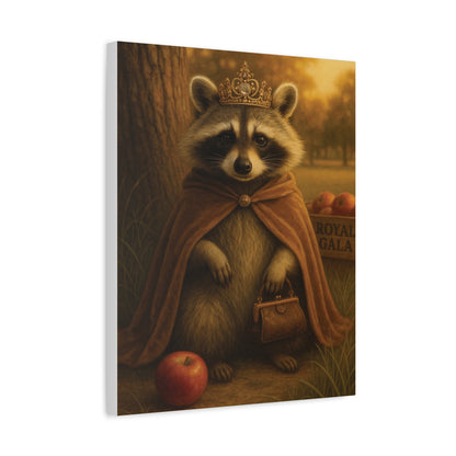 Royal Raccoon Wall Art – Whimsical Woodland Animal Canvas Print with Crown and Cape for Nursery or Cozy Home Decor