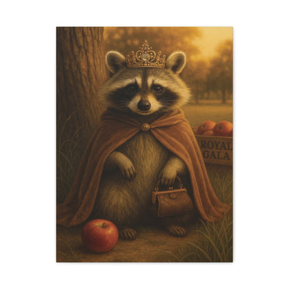 Royal Raccoon Wall Art – Whimsical Woodland Animal Canvas Print with Crown and Cape for Nursery or Cozy Home Decor