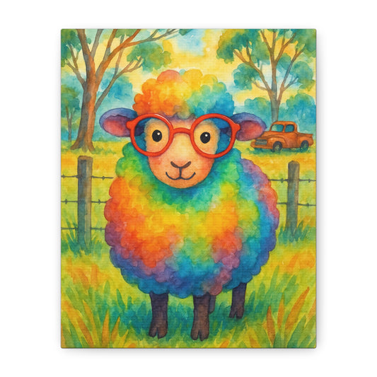Rainbow Sheep Wall Art Print – Colorful Farm Animal Decor, Nursery or Kids Room Artwork