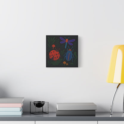 Neon Bug Art Print – Colorful Insects, Dragonfly, and Ladybug Wall Decor | Glow-Inspired Nature Illustration
