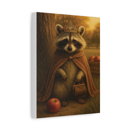 Royal Raccoon Wall Art – Whimsical Woodland Animal Canvas Print with Crown and Cape for Nursery or Cozy Home Decor