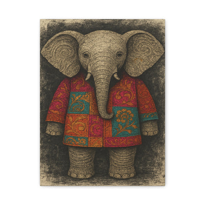 Boho Elephant Wall Art – Colorful Patchwork Animal Canvas Print for Nursery, Kids Room, or Bohemian Home Decor
