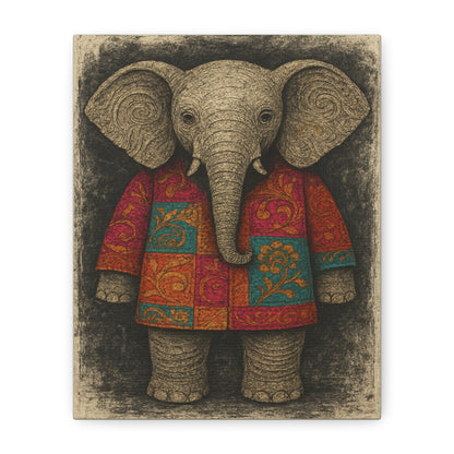 Boho Elephant Wall Art – Colorful Patchwork Animal Canvas Print for Nursery, Kids Room, or Bohemian Home Decor