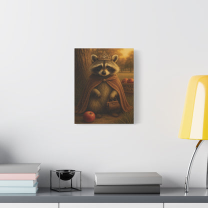 Royal Raccoon Wall Art – Whimsical Woodland Animal Canvas Print with Crown and Cape for Nursery or Cozy Home Decor