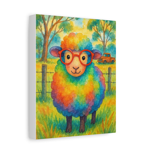 Rainbow Sheep Wall Art Print – Colorful Farm Animal Decor, Nursery or Kids Room Artwork