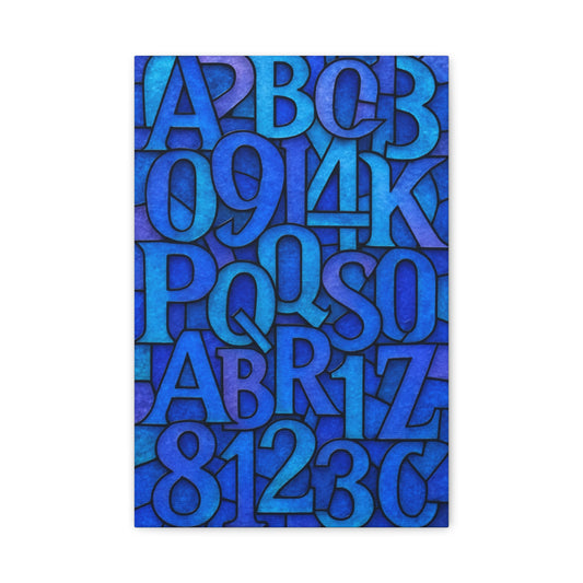 Stained Glass Numbers Wall Art – Blue Abstract, Colorful Stretched Canvas Art Print, Modern Wall Decor, Unique Home Decor, Alphabet Art, Classroom Decor, Gift Idea