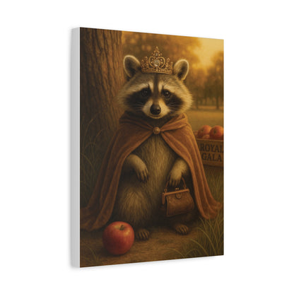Royal Raccoon Wall Art – Whimsical Woodland Animal Canvas Print with Crown and Cape for Nursery or Cozy Home Decor