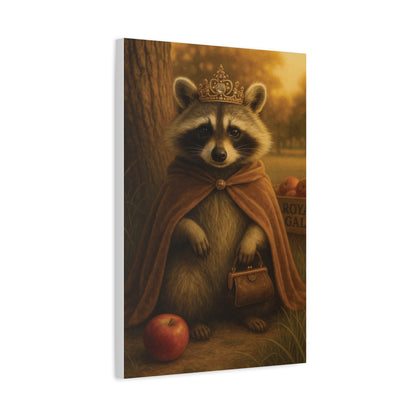 Royal Raccoon Wall Art – Whimsical Woodland Animal Canvas Print with Crown and Cape for Nursery or Cozy Home Decor