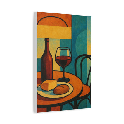 Modern Wine and Cheese Wall Art – Abstract Bistro-Inspired Canvas Print for Kitchen or Dining Room Decor