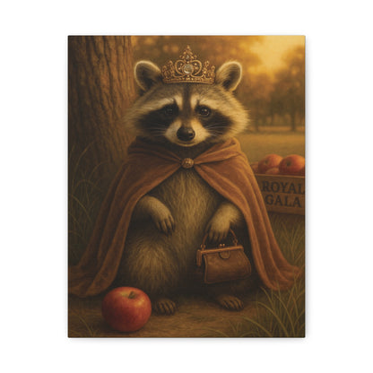 Royal Raccoon Wall Art – Whimsical Woodland Animal Canvas Print with Crown and Cape for Nursery or Cozy Home Decor