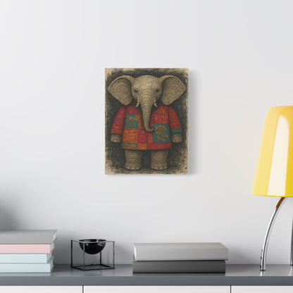 Boho Elephant Wall Art – Colorful Patchwork Animal Canvas Print for Nursery, Kids Room, or Bohemian Home Decor