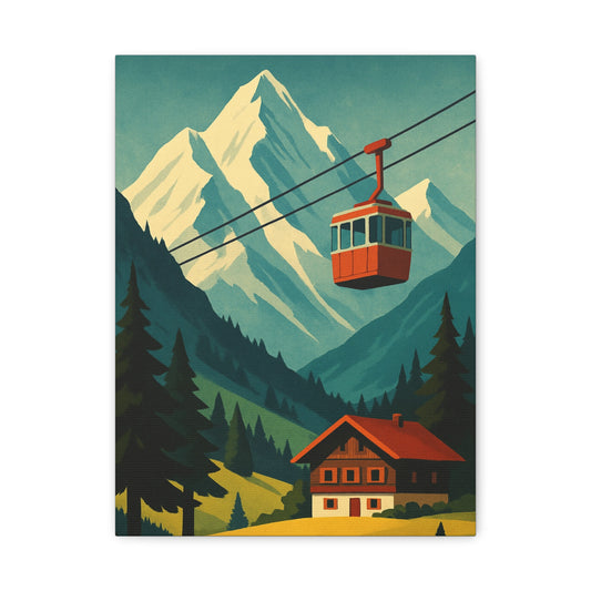 Stylish Matte Canvas Wall Art, Mountain Lodge Decor, Vintage Mountain Scene, Cabin Vibes, Nature Wall Decor, Perfect Gift for Nature Lovers