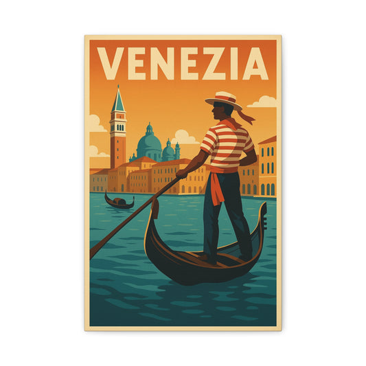 Vintage Venezia Canvas Art Print, Wall Decor, Italian Home Decor, Travel Art, Gift for Travelers, Venice Poster