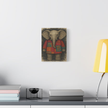 Boho Elephant Wall Art – Colorful Patchwork Animal Canvas Print for Nursery, Kids Room, or Bohemian Home Decor