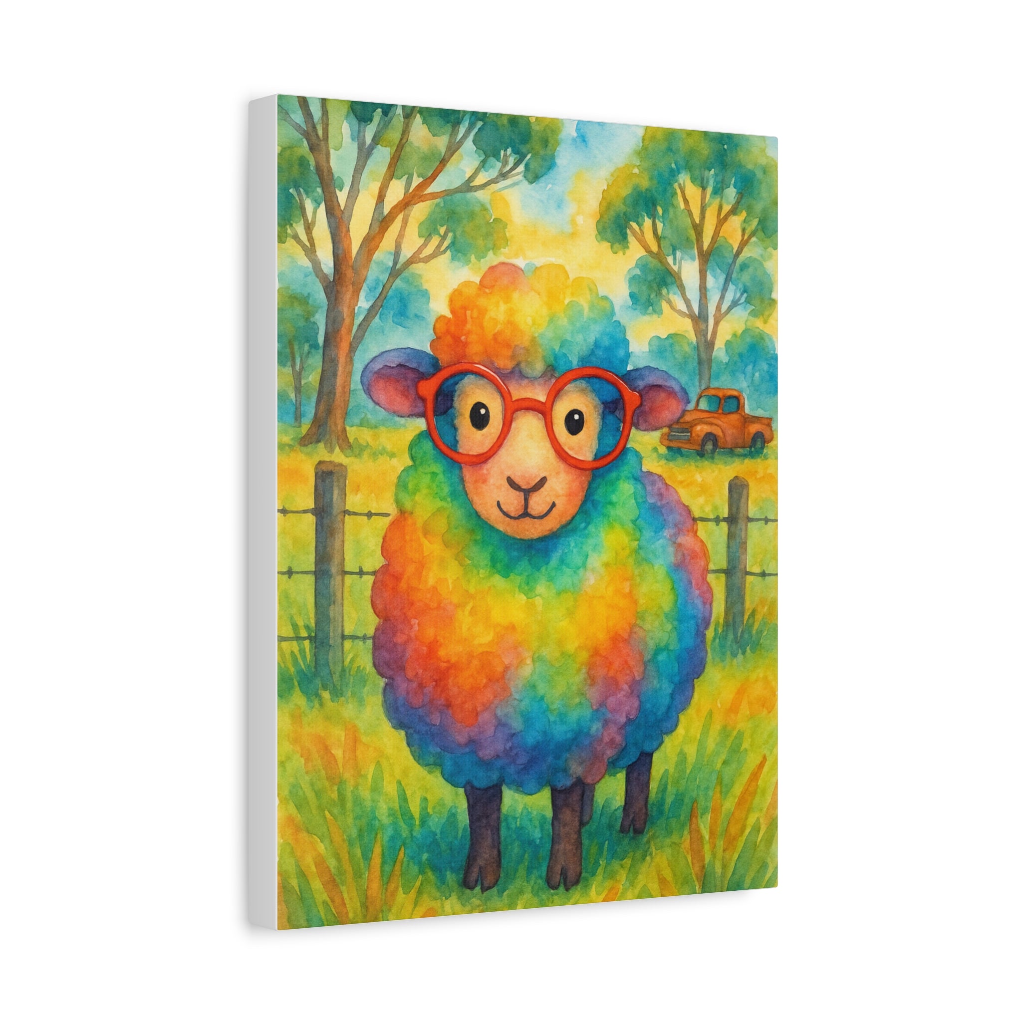 Rainbow Sheep Wall Art Print – Colorful Farm Animal Decor, Nursery