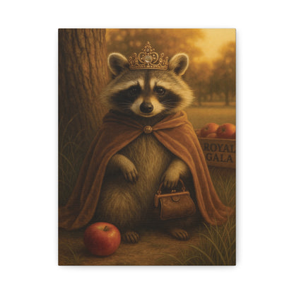 Royal Raccoon Wall Art – Whimsical Woodland Animal Canvas Print with Crown and Cape for Nursery or Cozy Home Decor