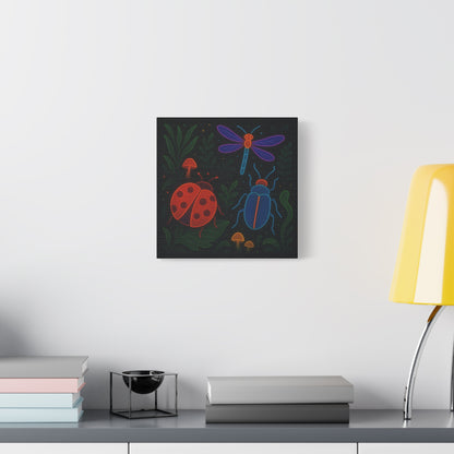 Neon Bug Art Print – Colorful Insects, Dragonfly, and Ladybug Wall Decor | Glow-Inspired Nature Illustration